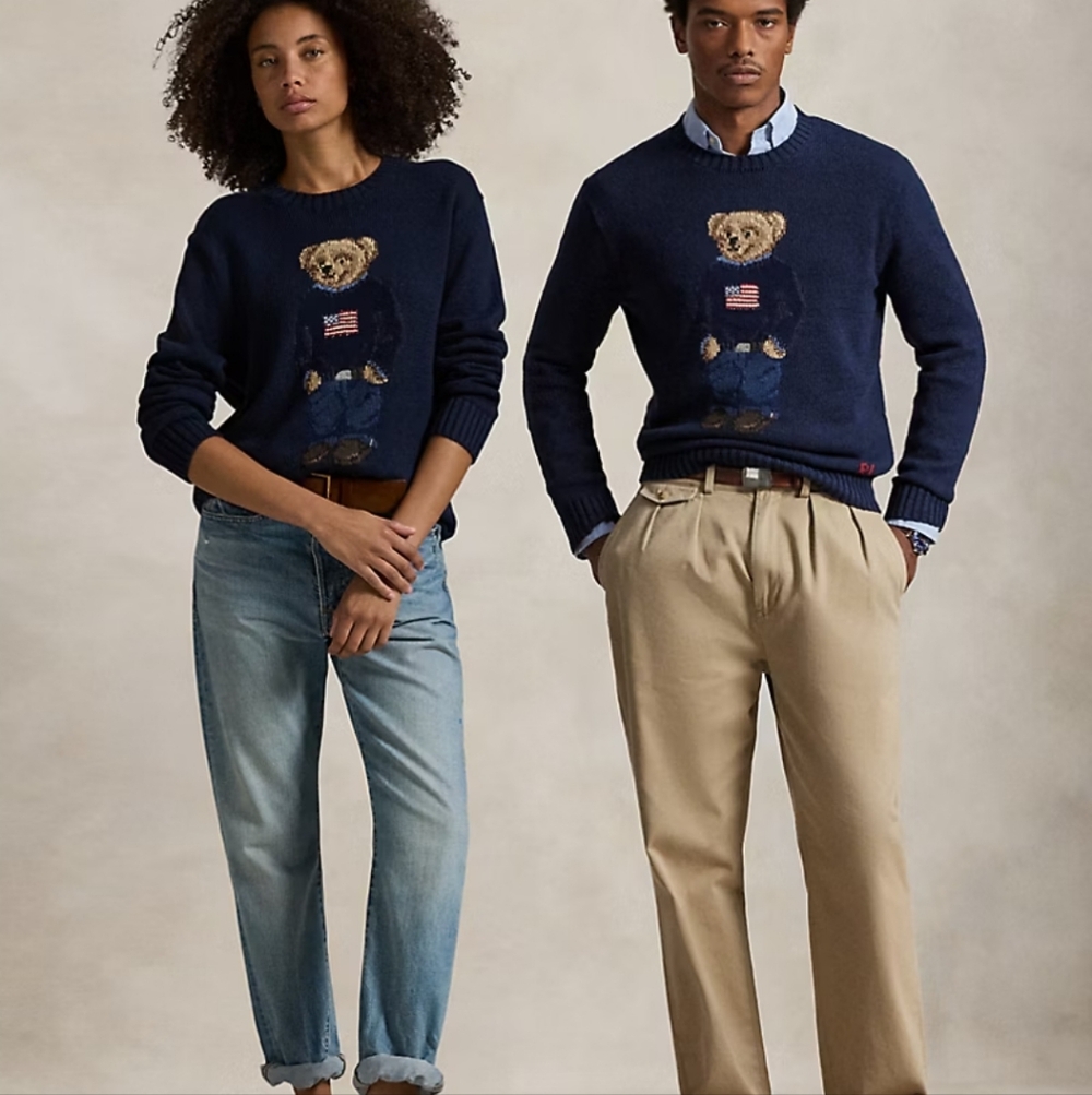 Polo Ralph Lauren | Iconic Classic Bear Crewneck Sweater Large Navy Unisex